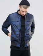 N1sq Camo Print Bomber Jacket - Navy