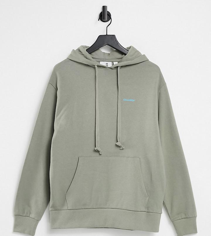 Collusion Unisex Logo Hoodie In Khaki-green