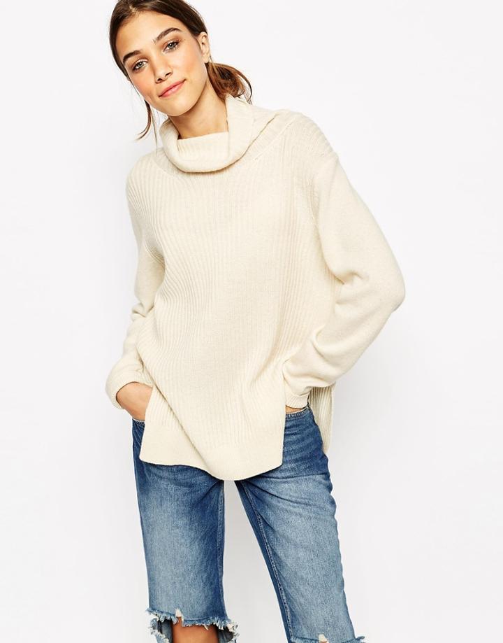 Ganni Mercer Knitted Roll Neck Sweater - Vanilla Ice