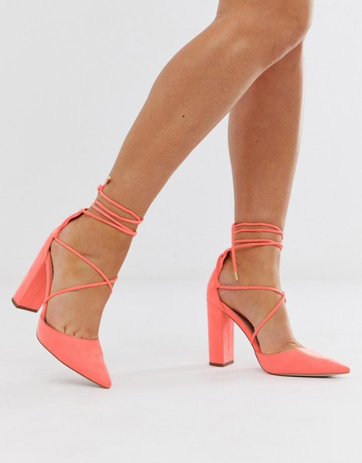 Asos Design Power Trip High Heels In Neon Pink - Pink
