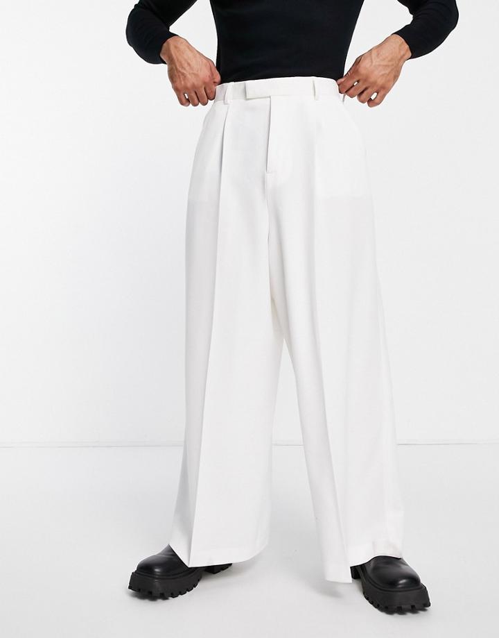Asos Design Extreme Wide Smart Pants In White