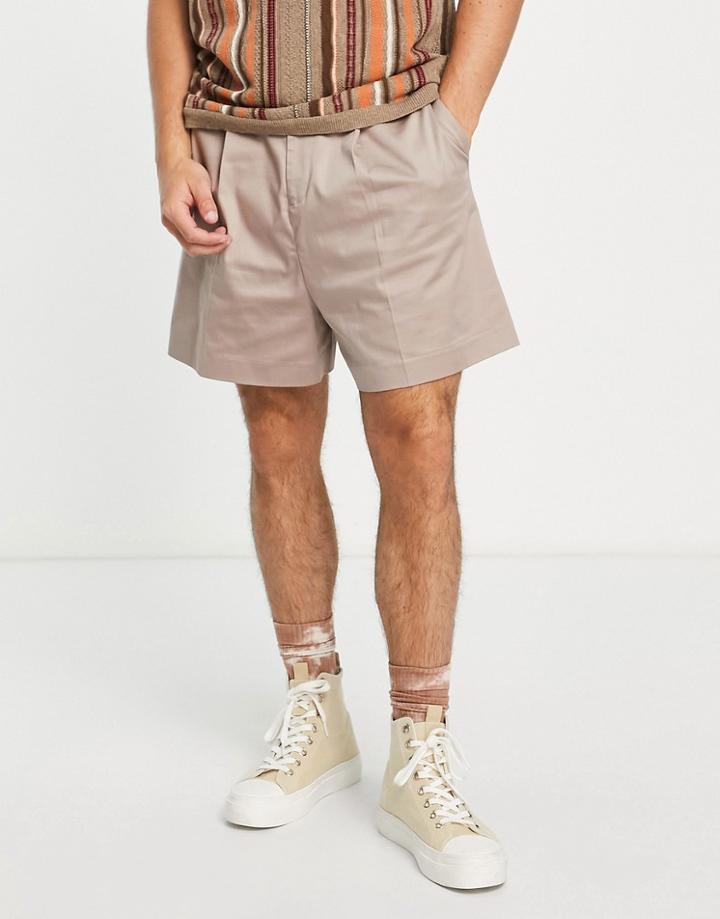 Asos Design Smart Bermuda Cropped Shorts In Stone-neutral