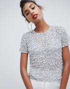 Asos Design T-shirt With Sequin Embellishment - White