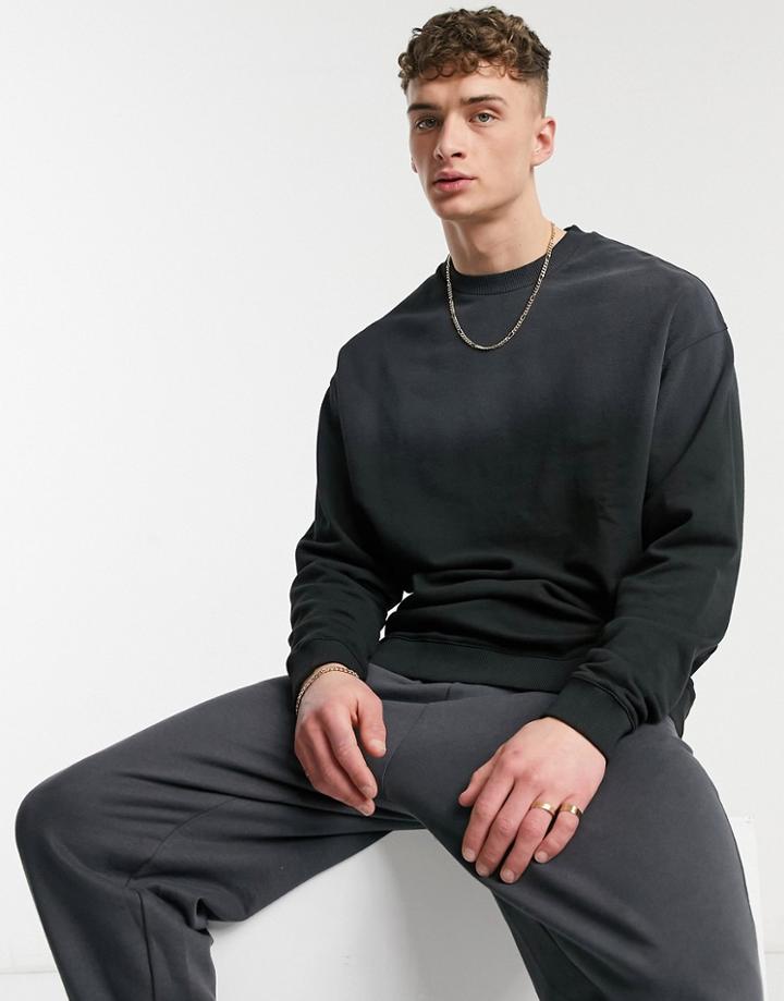 Asos Design Oversized Sweatshirt In Black Ombre Wash