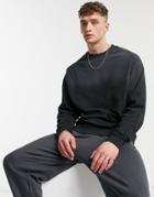 Asos Design Oversized Sweatshirt In Black Ombre Wash
