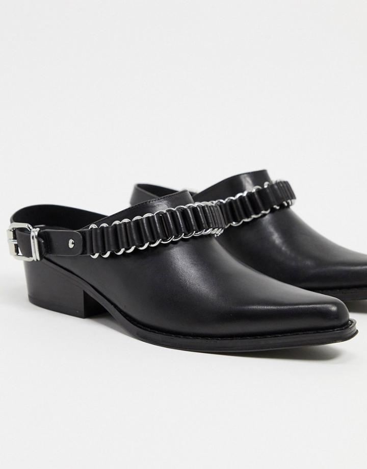 All Saints Ryder Leather Western Mules In Black