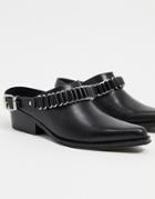 All Saints Ryder Leather Western Mules In Black