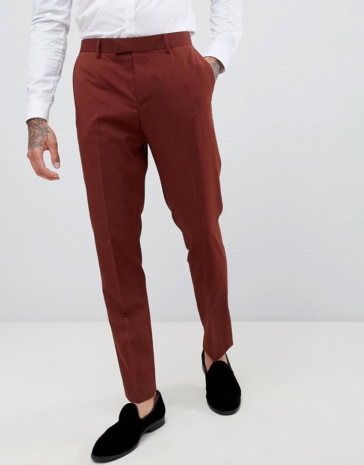 River Island Skinny Fit Suit Pants In Rust - Red
