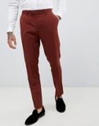 River Island Skinny Fit Suit Pants In Rust - Red