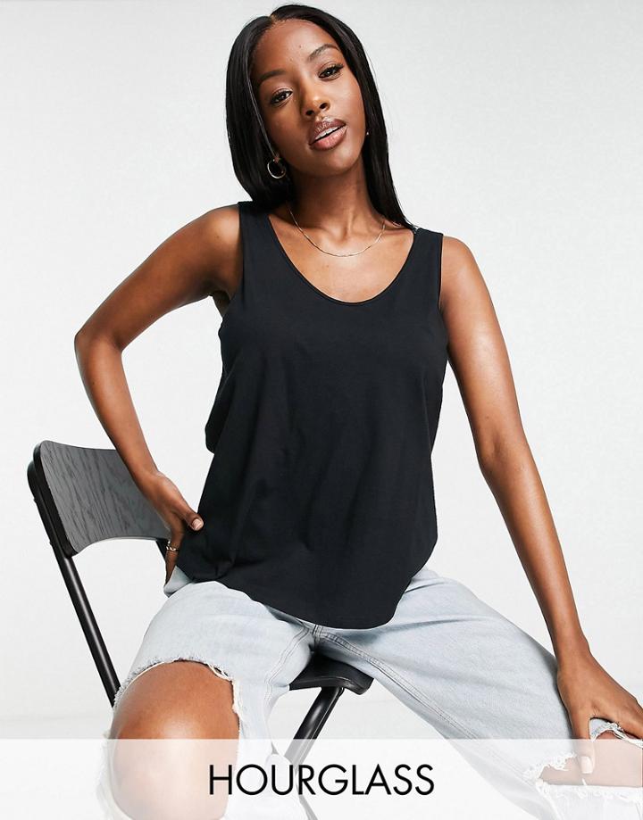 Asos Design Hourglass Ultimate Tank Top With Scoop Neck In Cotton In Black - Black