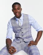 Topman Check Vest In Blue-blues