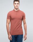 Asos Extreme Muscle Polo Shirt In Red With Button Down Collar - Red