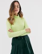 Moon River Lime Roll Neck Sweater-green