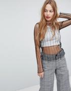 Plain Studios Long Sleeve Top In Sheer Mesh - Black