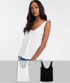 Asos Design Ultimate Cotton Scoop Neck Tank Top In 2 Pack-multi
