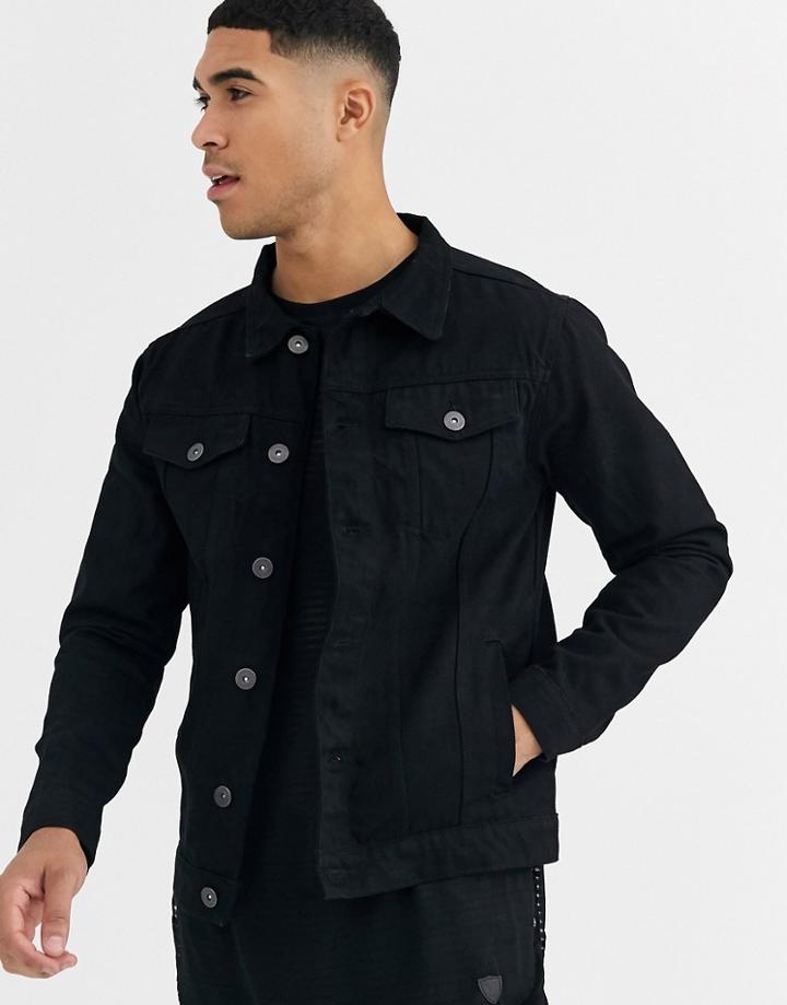 Soul Star Slim Fit Denim Jacket In Black Wash