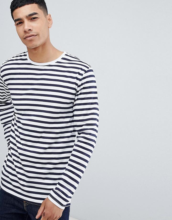 Only & Sons Long Sleeve Stripe T-shirt - White