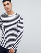 Only & Sons Long Sleeve Stripe T-shirt - White