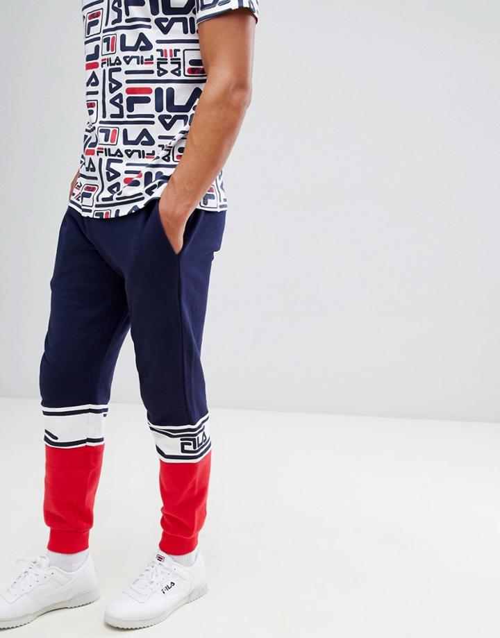 Fila Black Line Jamie Block Panel Joggers In Navy - Navy
