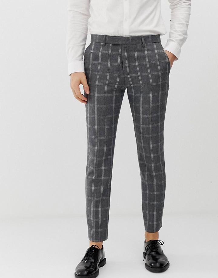 River Island Skinny Smart Pants In Charcoal Gray