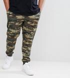 Asos Plus Tapered Joggers In Camo - Green