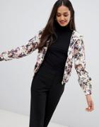 Brave Soul Cupid Floral Lightweight Jacket In Floral Print - Cream
