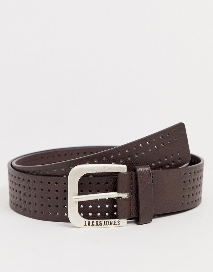 Jack & Jones Textured Belt In Brown