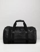 Asos Design Carryall In Faux Leather In Black With Silver Emboss - Black