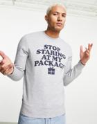 Jack & Jones Originals Christmas Sweatshirt With 'package' Print In Gray-grey