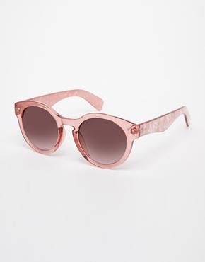 Warehouse Round Crystal Frame Sunglasses - Pink