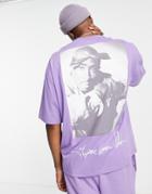 Asos Design Oversized T-shirt With Tupac Print In Purple - Part Of A Set