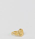 Asos Design Pinky Ring In Gold Plated Sterling Silver With Vintage Style Icon - Gold