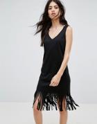 Vila Fringe Hem Festival Dress - Pink