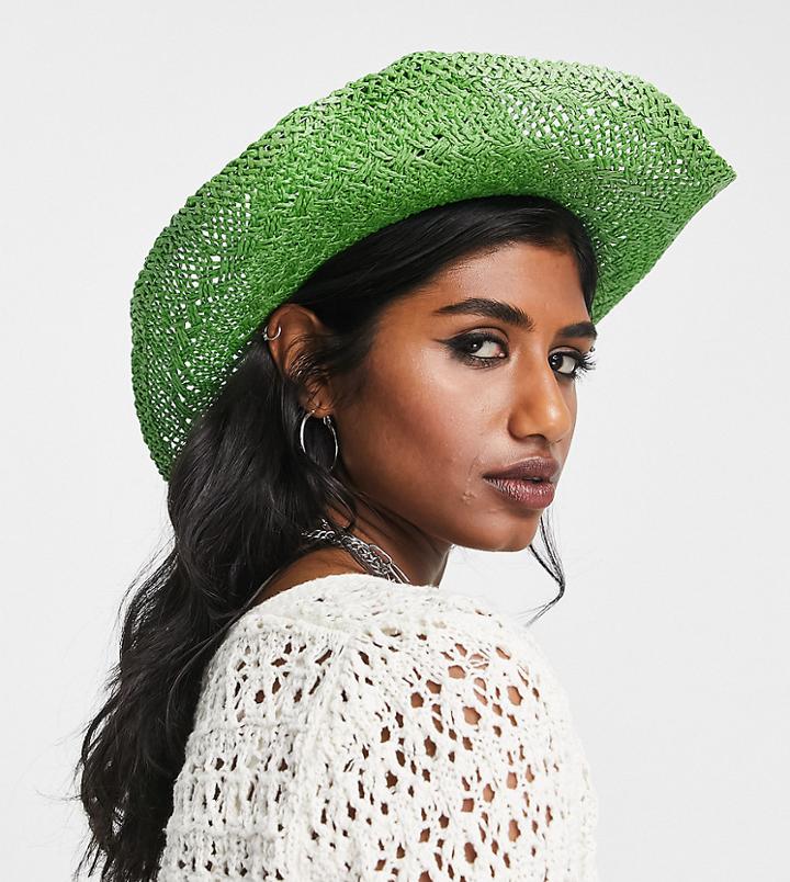 Reclaimed Vintage Inspired Straw Cowboy Hat In Green