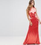 Jarlo Petite High Neck Fishtail Maxi Dress With Strappy Open Back Detail - Red