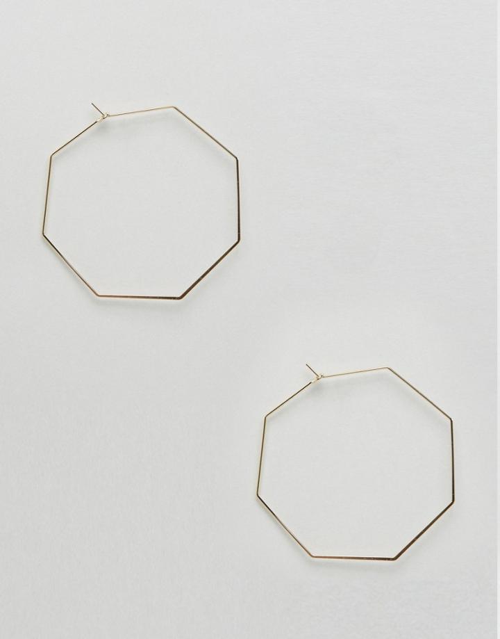 Orelia Gold Oversized Hexagon Hoop Earrings - Gold