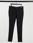 Bolongaro Trevor Houndstooth Textured Super Skinny Fit Suit Pants-black