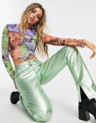 Asos Design Recycled Blend Mesh Top With Scarf Hem In Hyper Renaissance Print-multi