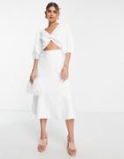 Collective The Label Twist Front Cut Out Back Midi Dress In White