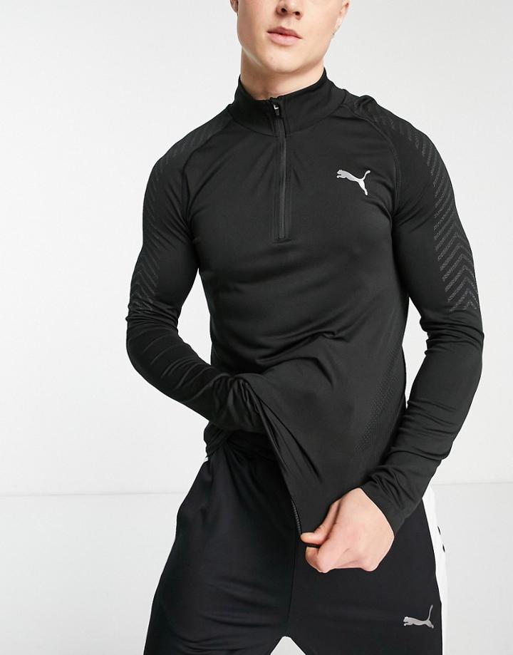 Puma Training Formknit Seamless 1/2 Zip Top In Black