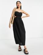 Topshop Bandeau Crochet Cut Out Strapless Dress In Black