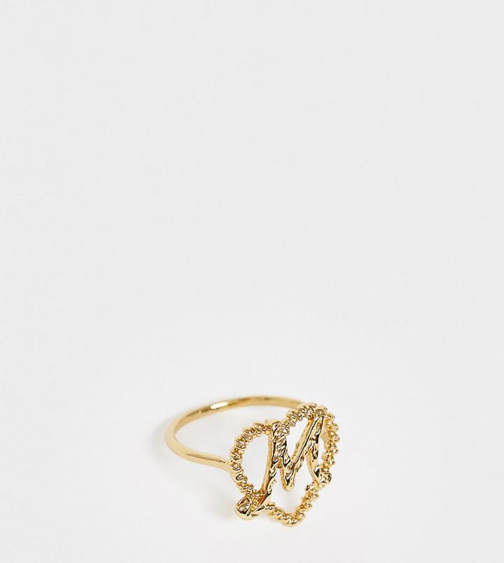 Reclaimed Vintage Inspired Gold Plated M Initial Ring - Gold