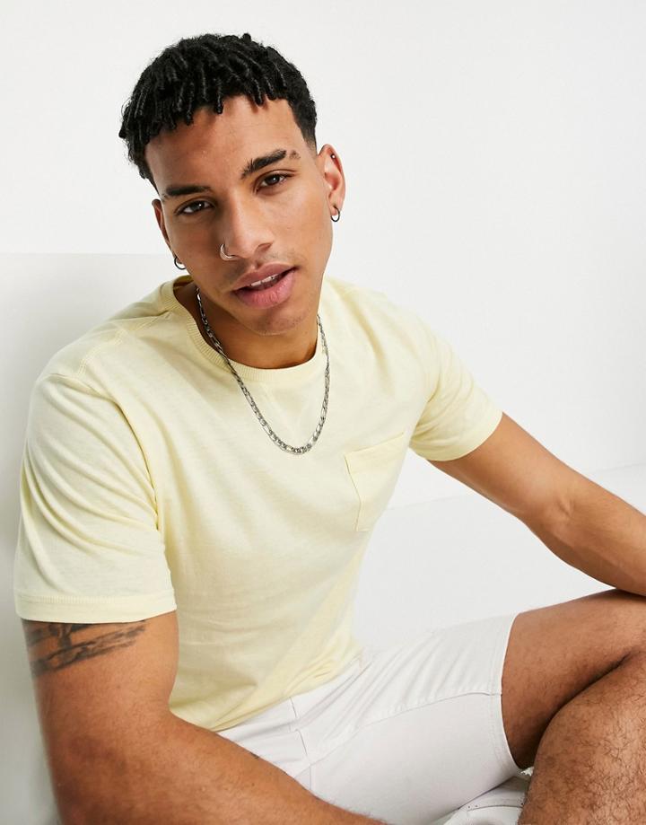 Brave Soul Short Sleeve Pocket T-shirt In Yellow