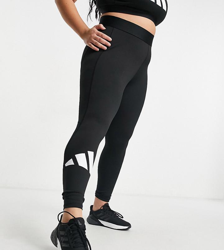 Adidas Training Plus 3 Bar Logo Leggings In Black