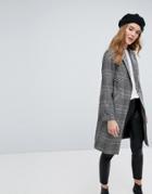 New Look Checked Tailored Coat - Brown