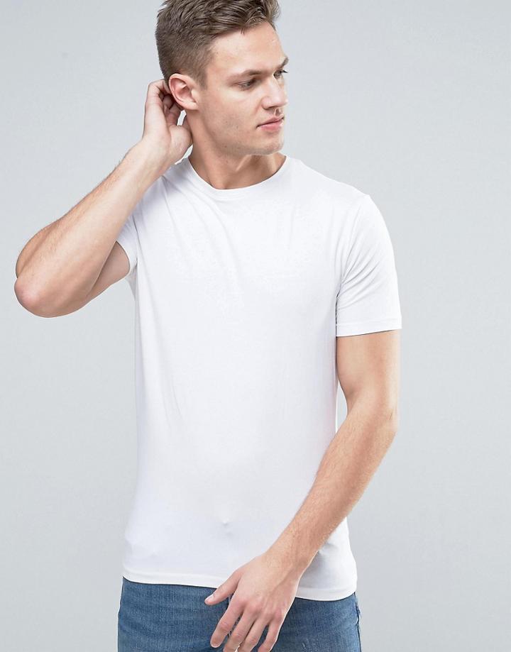 New Look Muscle Fit T-shirt In White - Navy