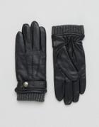 Dents Henley Leather Touch Screen Gloves - Black