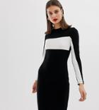 River Island Bodycon Dress With Stripe In Black - Black
