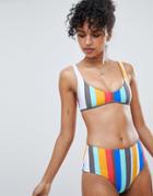 Kikirio Noor Stripe High Waist Reversible Bikini Bottom - Multi