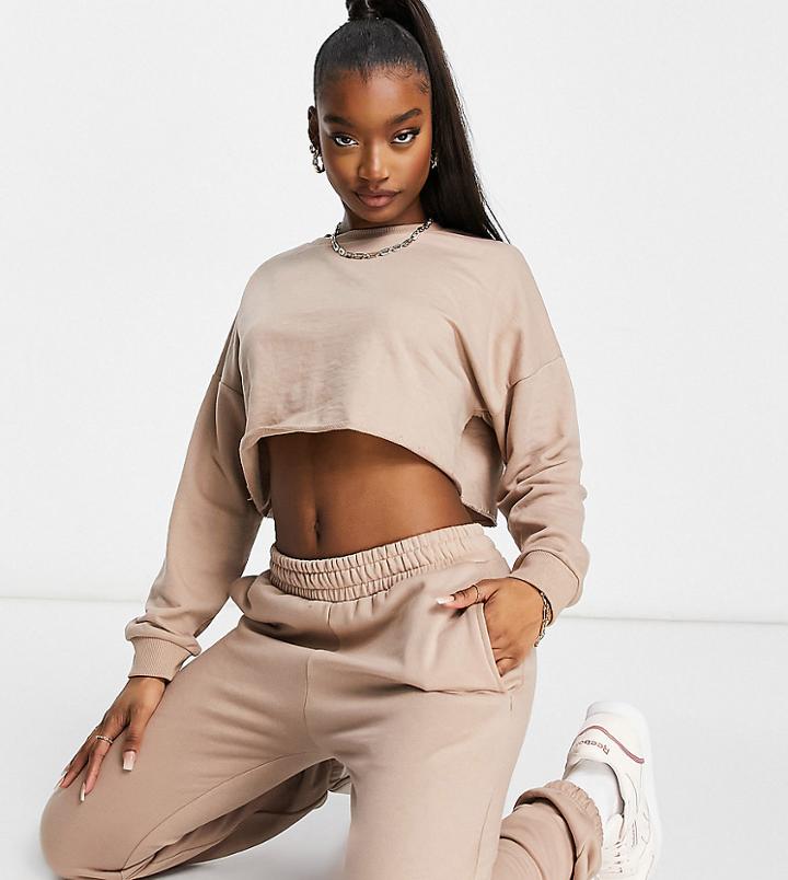 Missguided Oversized Basic Sweatshirt In Mocha-brown